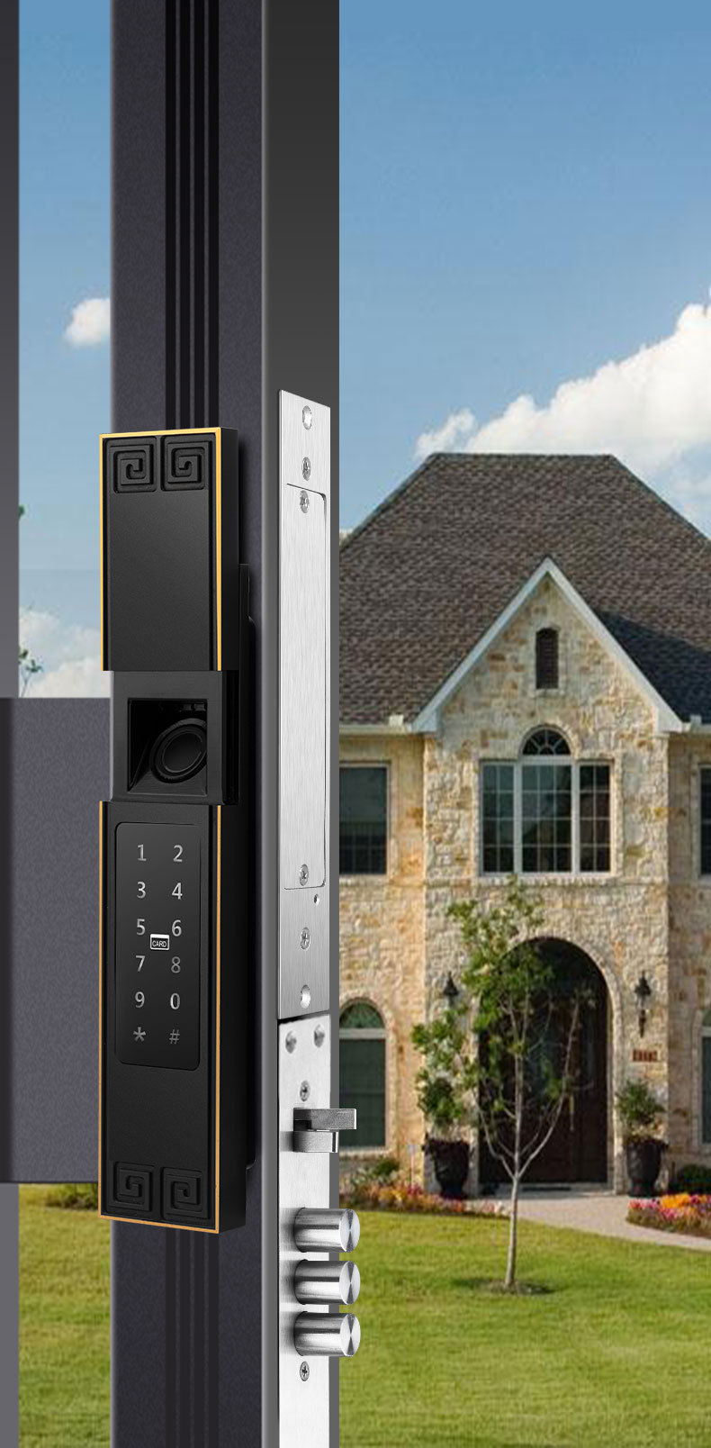 别墅老北京四合院防水智能指纹锁别墅大门重型门远程开电控电子锁