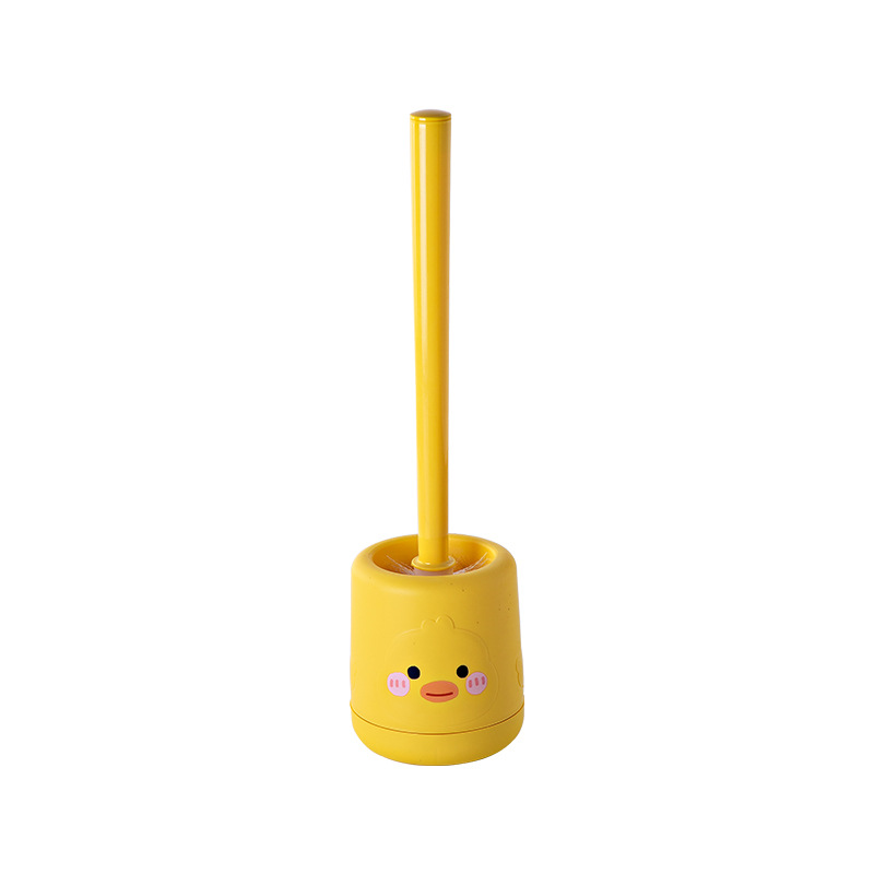 X116 Small Yellow Duck Toilet Brush Cartoon Cleaning Toilet Toilet Brush Plastic Wool Silicone Creative Wall-Mounted