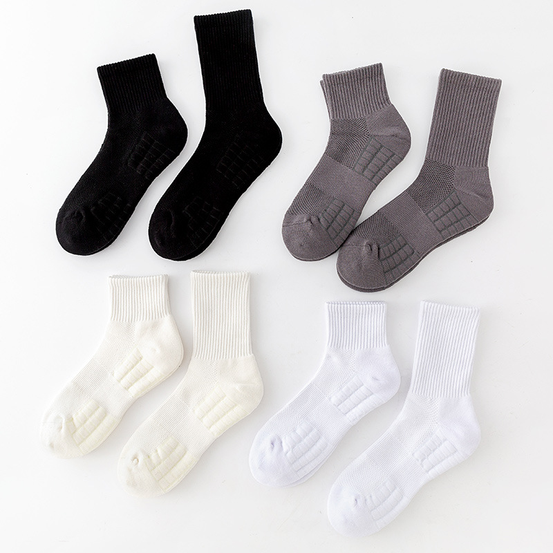 Men's Cotton Sports Socks Towel Bottom Mid-Calf Length Socks Autumn and Winter New Solid Color Men's Socks Wool Thick Warm Terry Socks