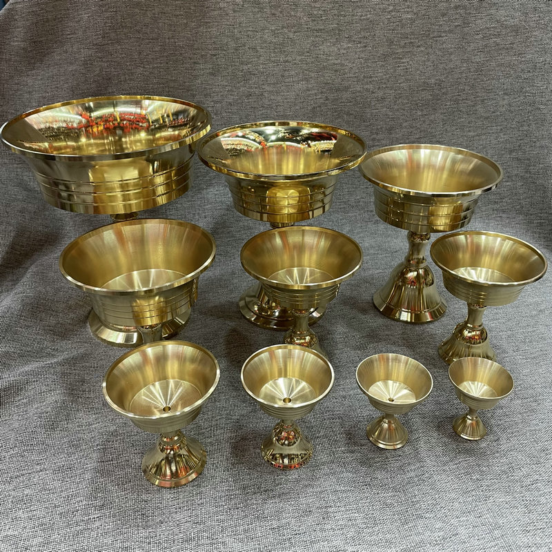 Pure Brass Butter Lamp Holder Changming Lamp Candlestick Candle Copper Butter Cup Buddha Supplies Buddha Lamp Decoration