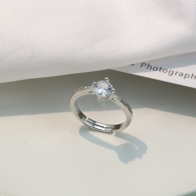 克拉恋人闪钻戒指结婚对戒女轻奢小众设计感婚纱照指环求婚开口戒