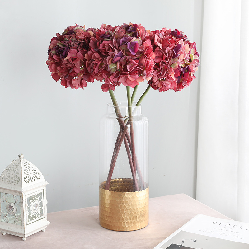 Hotel Show Window Decoration Artificial Fake Flower Burnt Edge Hydrangea Korean Bride Holding Artificial American Hydrangea Bouquet