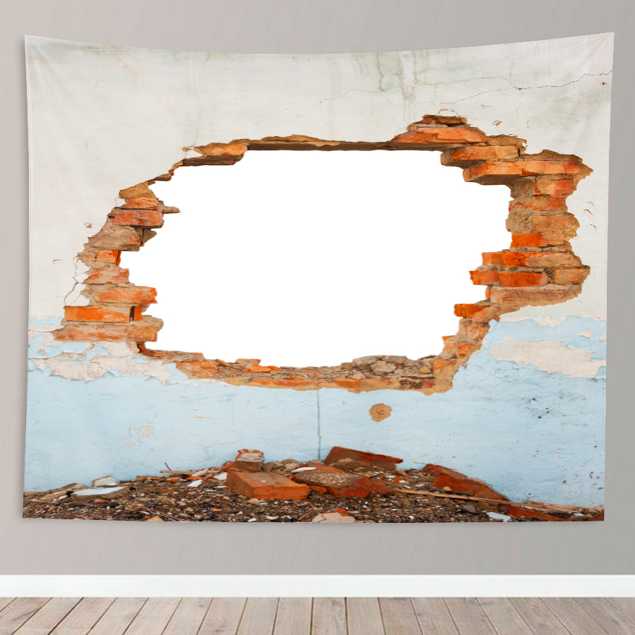 亚马逊挂毯 3d效果破洞墙挂布房间装饰布直播背景布卧室床头挂毯