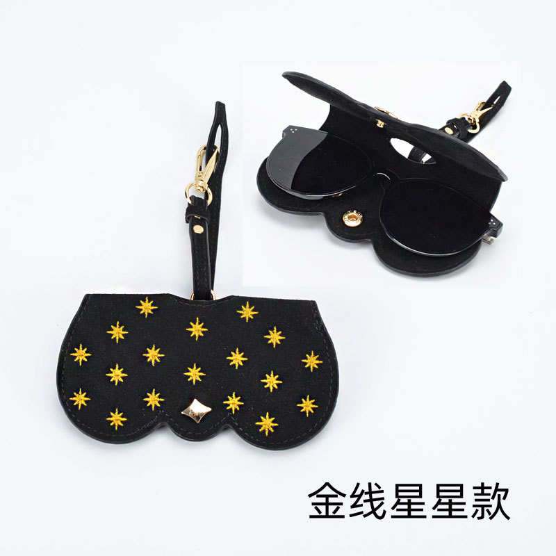 Tiktok Same Style Glasses Case Street Glasses Case Spot Sunglasses Case PU Leather Sunglasses Bag Hook Pendant