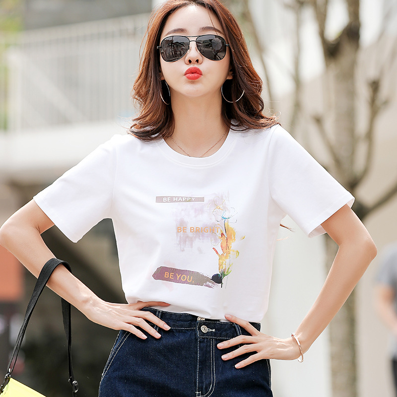 烫金印花夏装短袖t恤