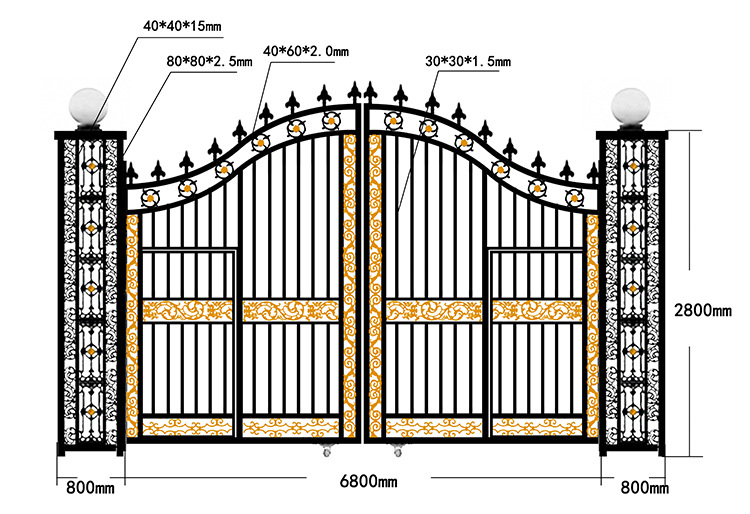 铁艺大门庭院双开门别墅围墙门家用乡村铁门不锈钢农村院子大铁门