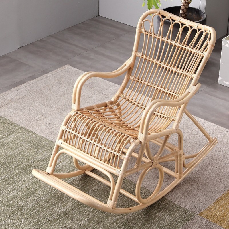 真藤摇椅北欧藤编家用藤椅阳台网红摇摇椅日式休闲椅大人老人躺椅