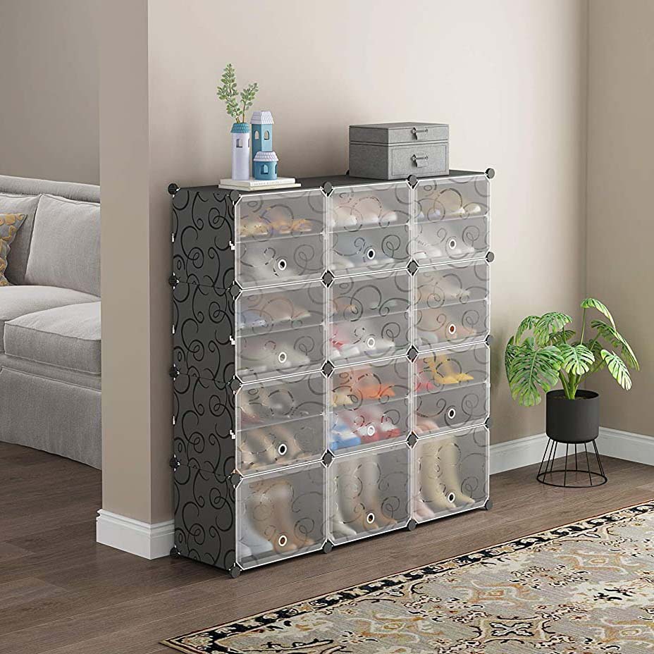 简易抽屉式鞋柜塑料树脂魔片拼接式家用经济鞋柜宿舍储物收纳柜