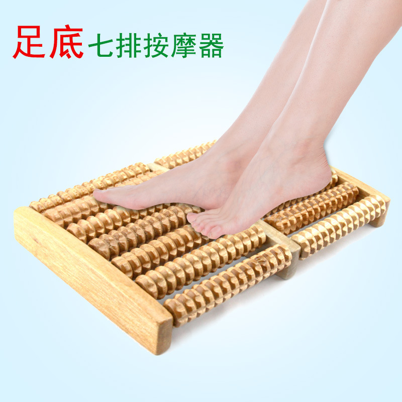 新款七排脚底按摩器手动滚轮式 足底经络按摩疏通经络按摩轮批发