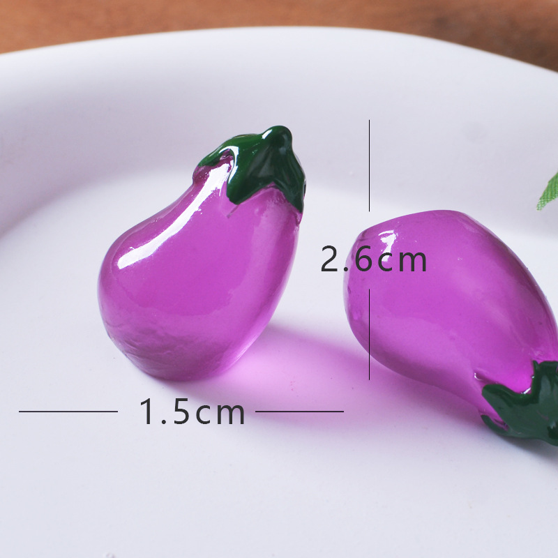 New Tik Tok Live Stream Emulational Fruits and Vegetables DIY Ornament Hair Accessories Eggplant Resin Flat Luminous Accessories