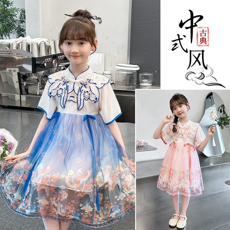 女童夏装国风古风汉服连衣裙女孩公主纱裙子洋气大儿童夏季潮9岁8