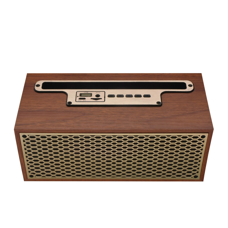 Wholesale Retro Wood Grain Bluetooth Speaker TWS Wireless Home Subwoofer Outdoor Portable Mini Long Endurance Audio