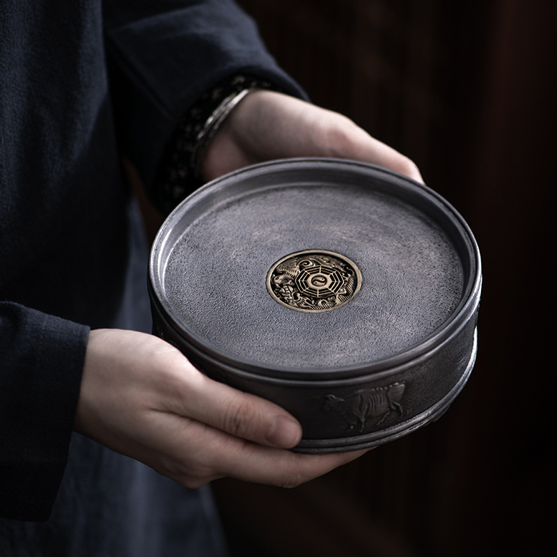 纯锡老壶承复古日式功夫茶具干泡台茶盘建水养壶茶承托盘壶垫蓄水