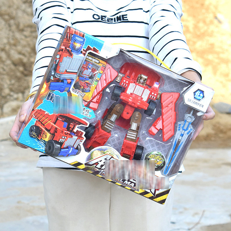 儿童过家家手动变形机器人汽车人男孩彩盒装玩具教培礼品采购