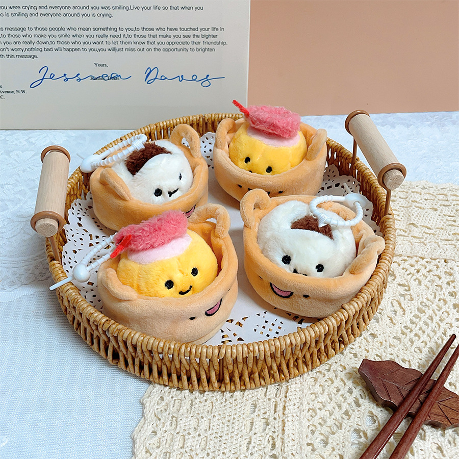 可爱仿真叉烧包玩偶鲜虾烧麦公仔包包食玩挂件抓娃娃机玩具小礼物