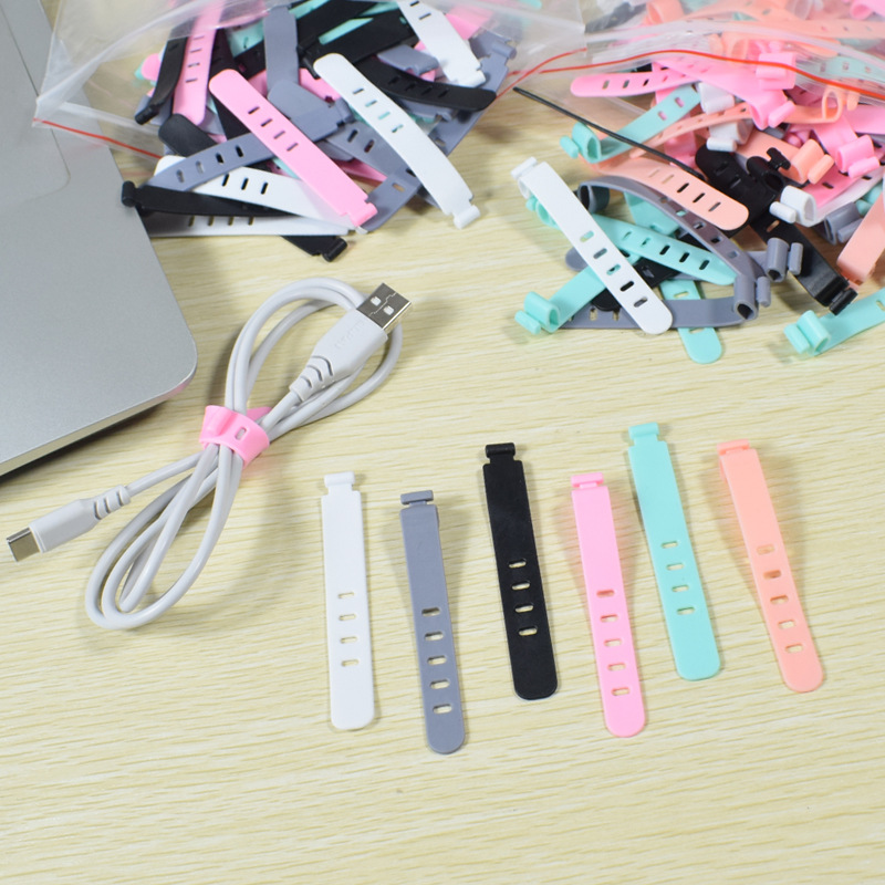 4孔5孔理线器数据线网线收纳耳机线充电线硅胶绕线器TPE线绑带