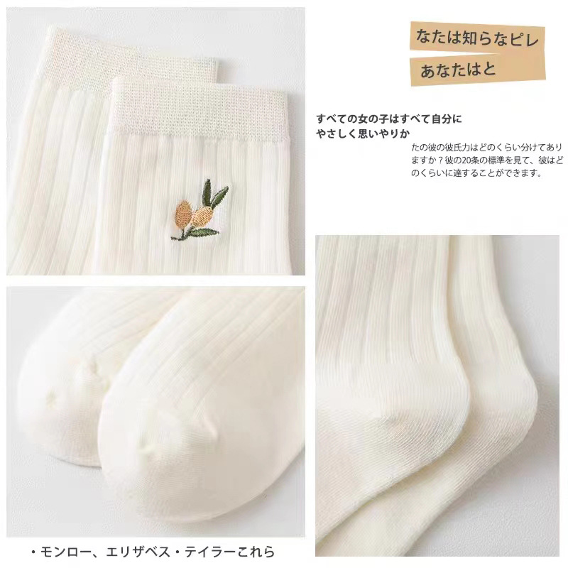 Women's Socks Knee-High White Socks Vertical Stripes Bear Japanese Cute Long Socks Ins Tide Student Socks Casual Socks