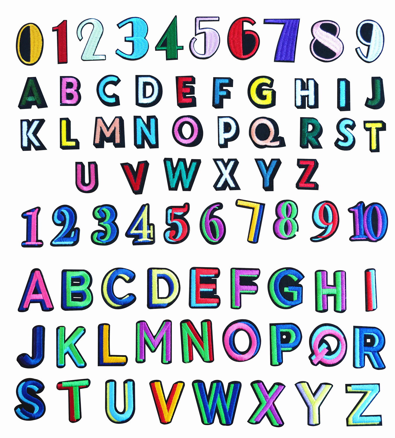 跨境走量刺绣布贴26个彩色英文字母背胶熨烫补丁校服编号服装辅料