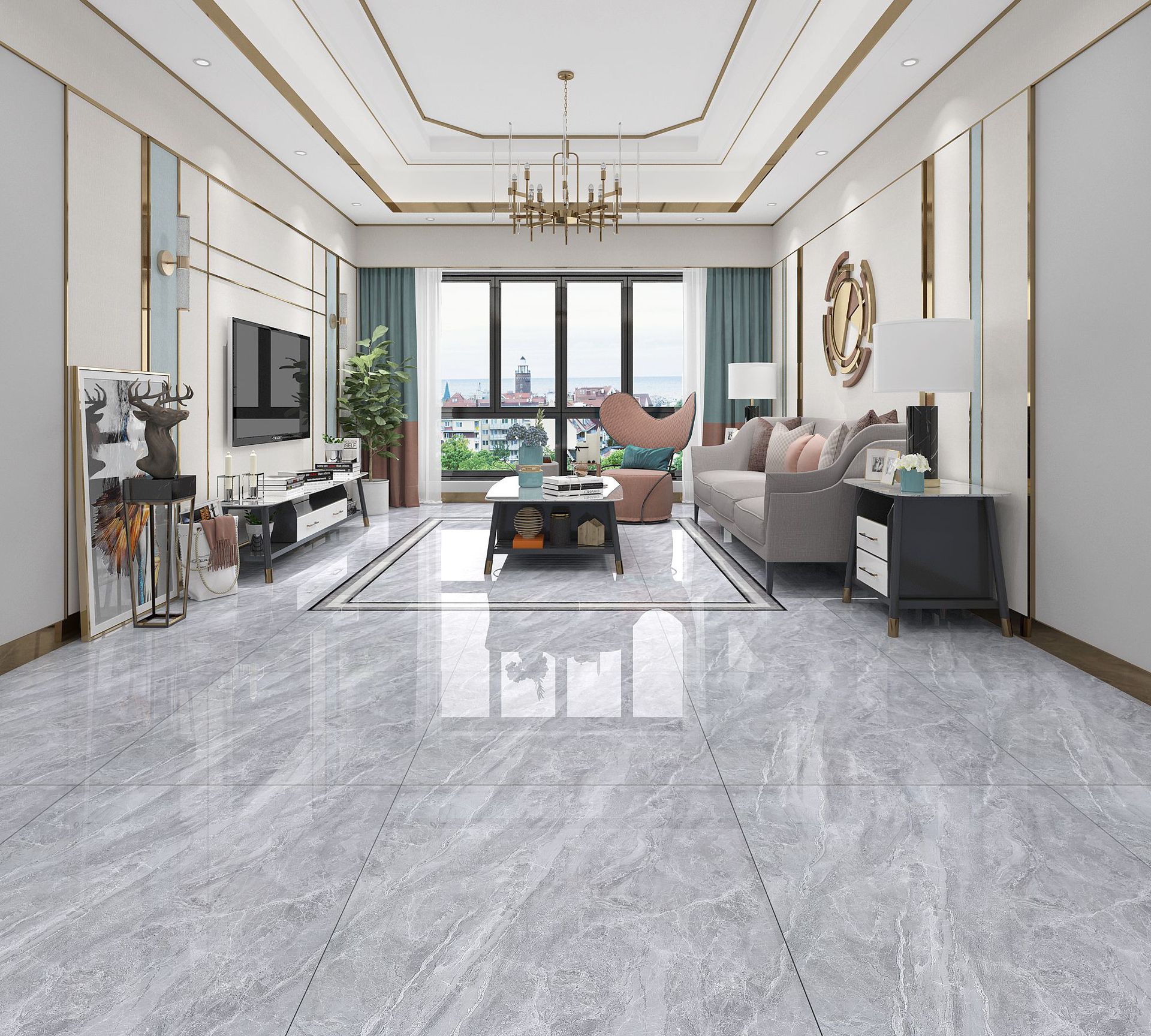 任意连纹通体大理石800x800客厅防滑地板砖现代轻奢灰色新款地砖