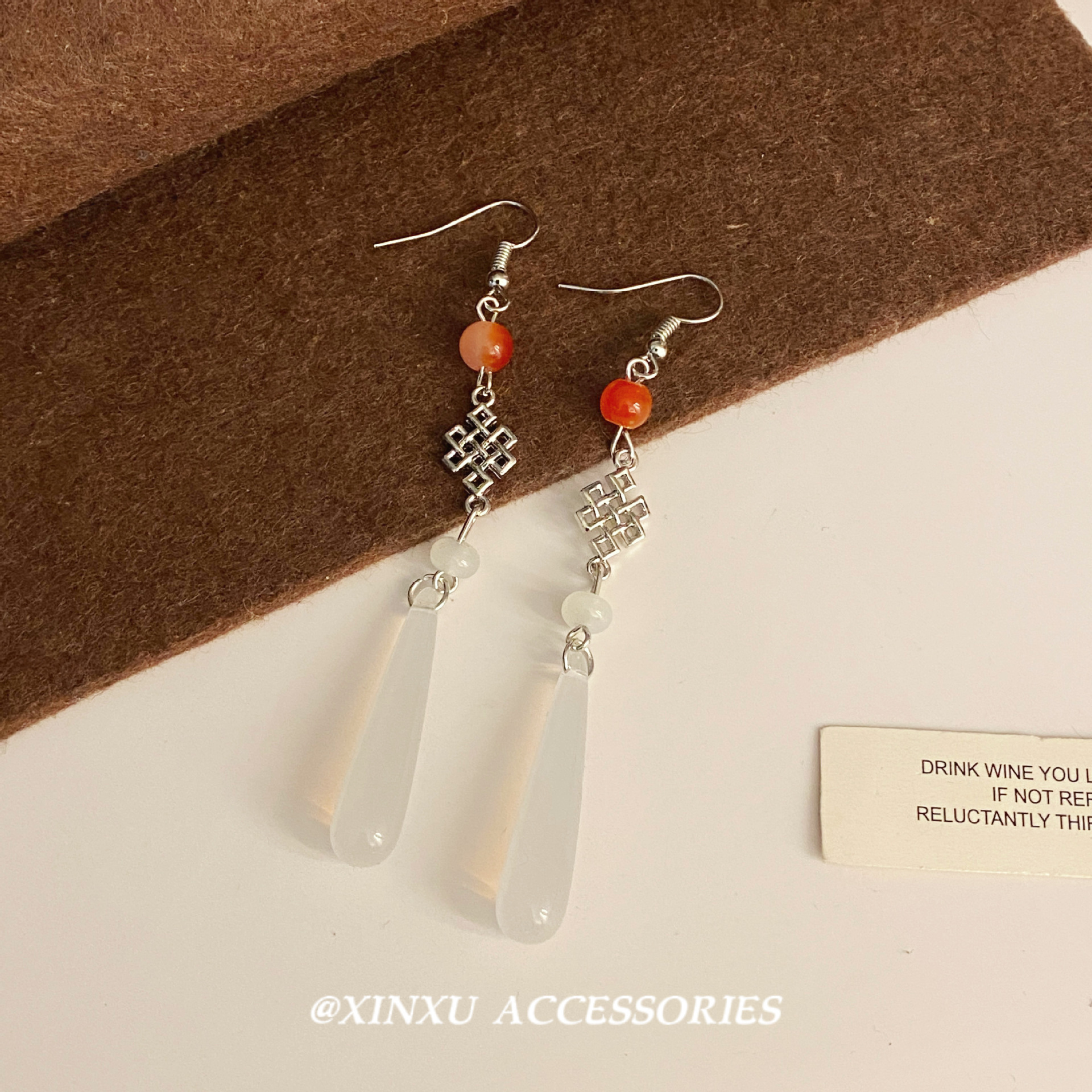 球耳饰高级感古风流苏耳坠汉服配饰红色耳环批发银饰珍珠圆形圈圈几何