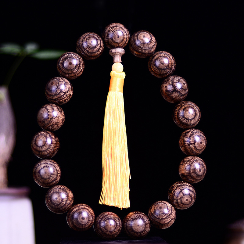 小叶盘玩藤藤灵念珠黄花梨对眼文玩挂沉香佛珠木车买麻藤鬼脸金丝