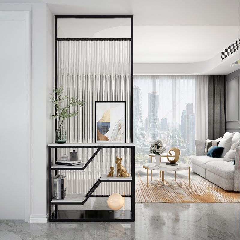 北欧长虹玻璃隔断柜子轻奢简约现代客厅置物入户玄关装饰金属屏风