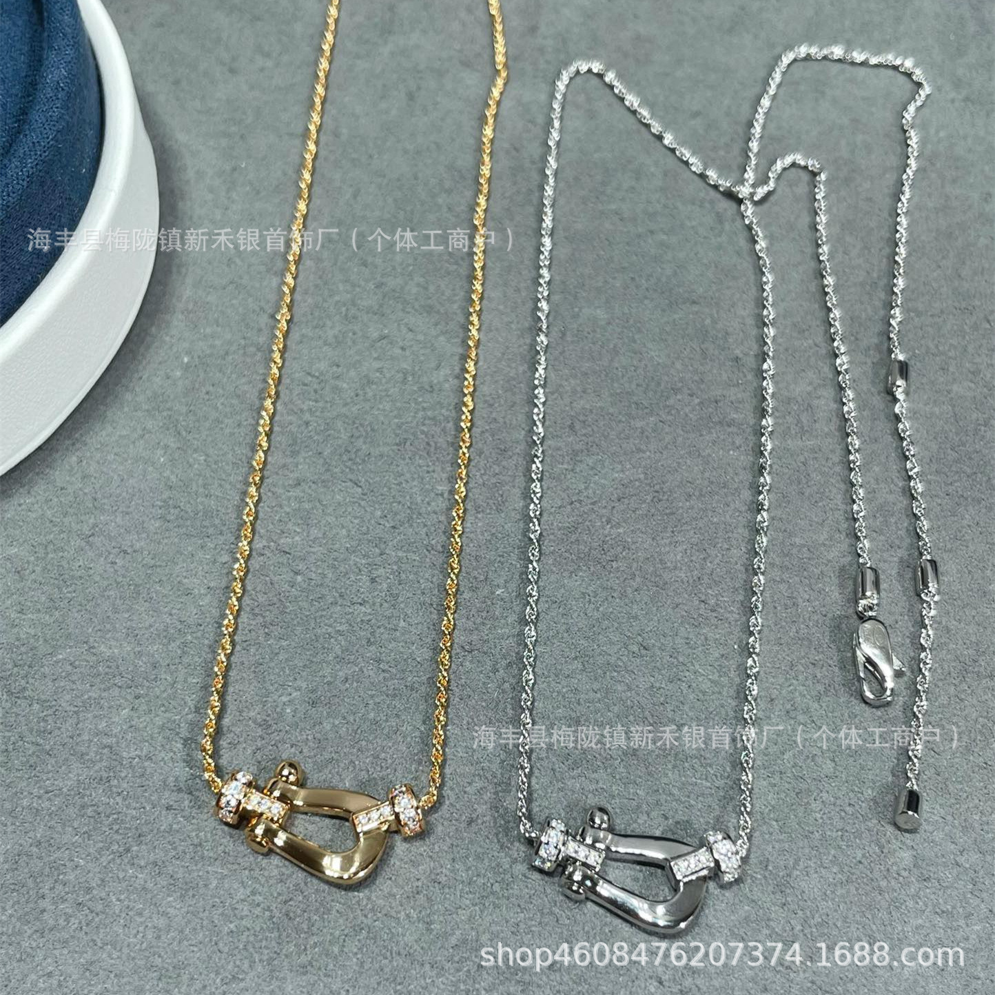 高版本fred弗雷德斐登新款项链女半钻搭扣马蹄锁骨链女高级感轻奢