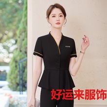 夏季新款职业西装美容院酒店餐厅前台工作服高级感气质套装工装女