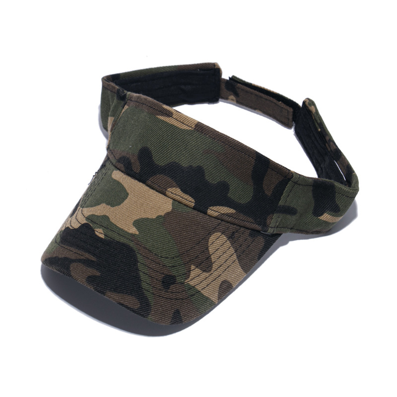 Cross-Border Foreign Trade Amazon Sports Outdoor Army Green Camouflage Topless Hat Sun Protection without Top Curved Brim Sun-Shade Sun Hat Men