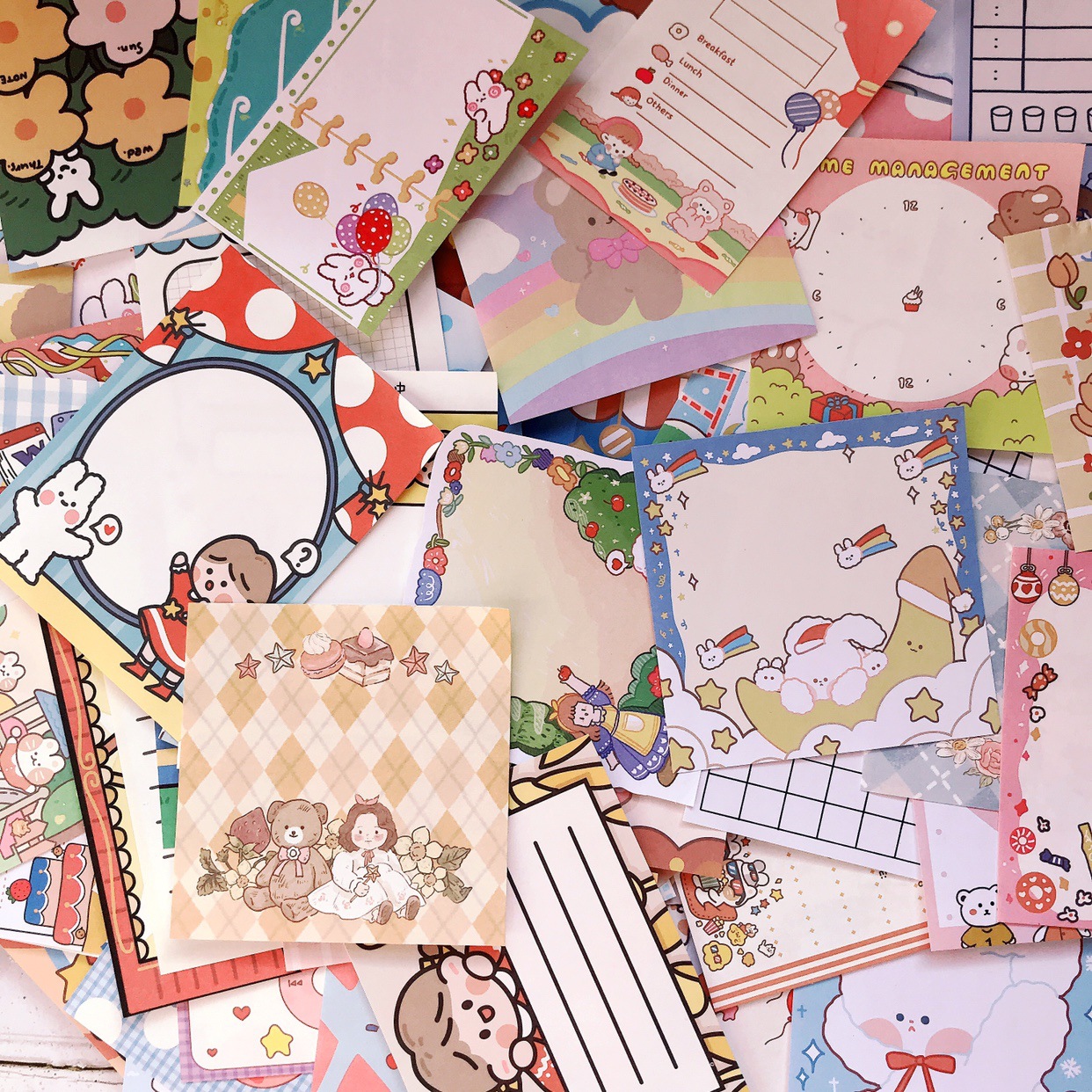 网红格子分装便利贴福袋手账装饰小图案异形ins风便签纸无粘性