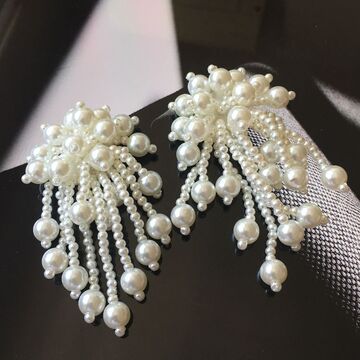 珍珠流苏吊吊耳环材料手工钉珠布贴diy饰品配件古风绣花鞋子吊坠