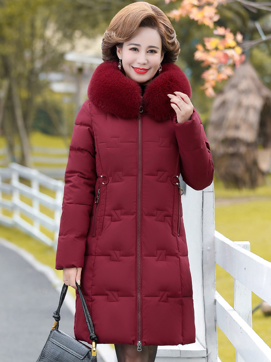 妈妈冬装外套2023新款中老年人羽绒棉服女中长款棉袄洋气加厚棉衣