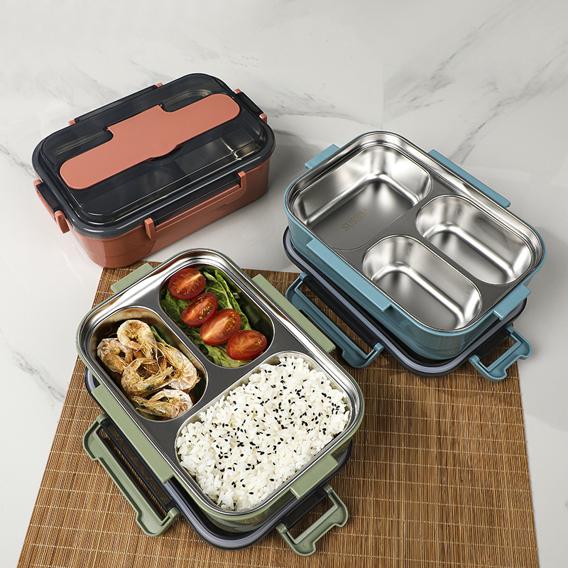 304 Stainless Steel Insulated Lunch Box Portable Separated Office Lunch Box Student Canteen Compartment Kids Lunch Box