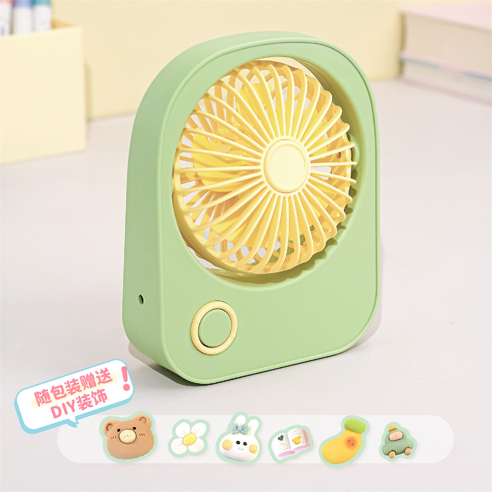 New Desktop Small Fan Usb Rechargeable Portable Student Cute Diy Patch Girl Heart Mini Desktop Electric Fan