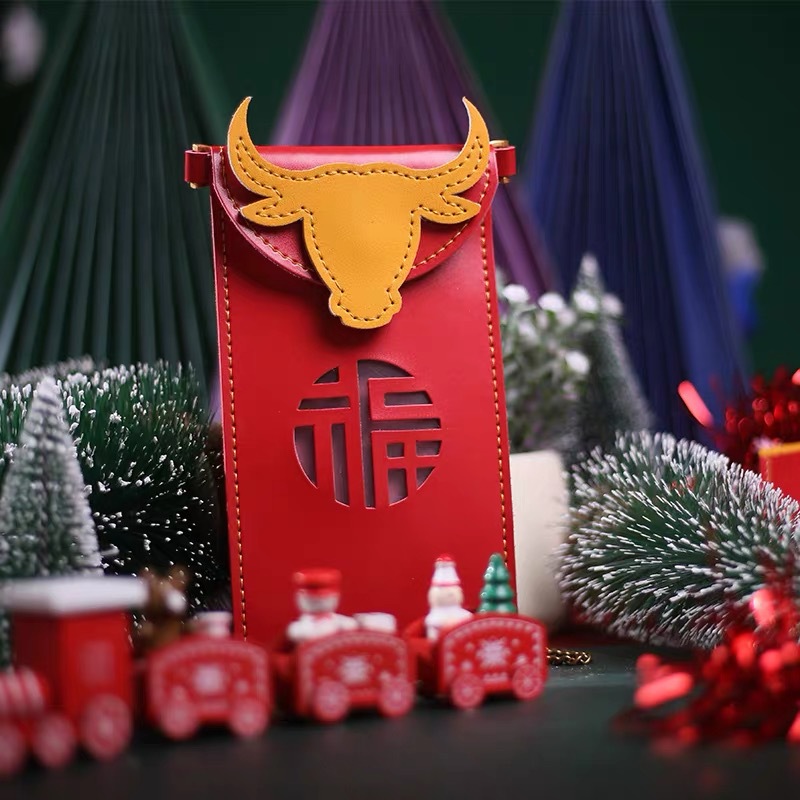 diy手工材料包 牛年大吉亲手做新年红包手机包自缝自制礼物手工包