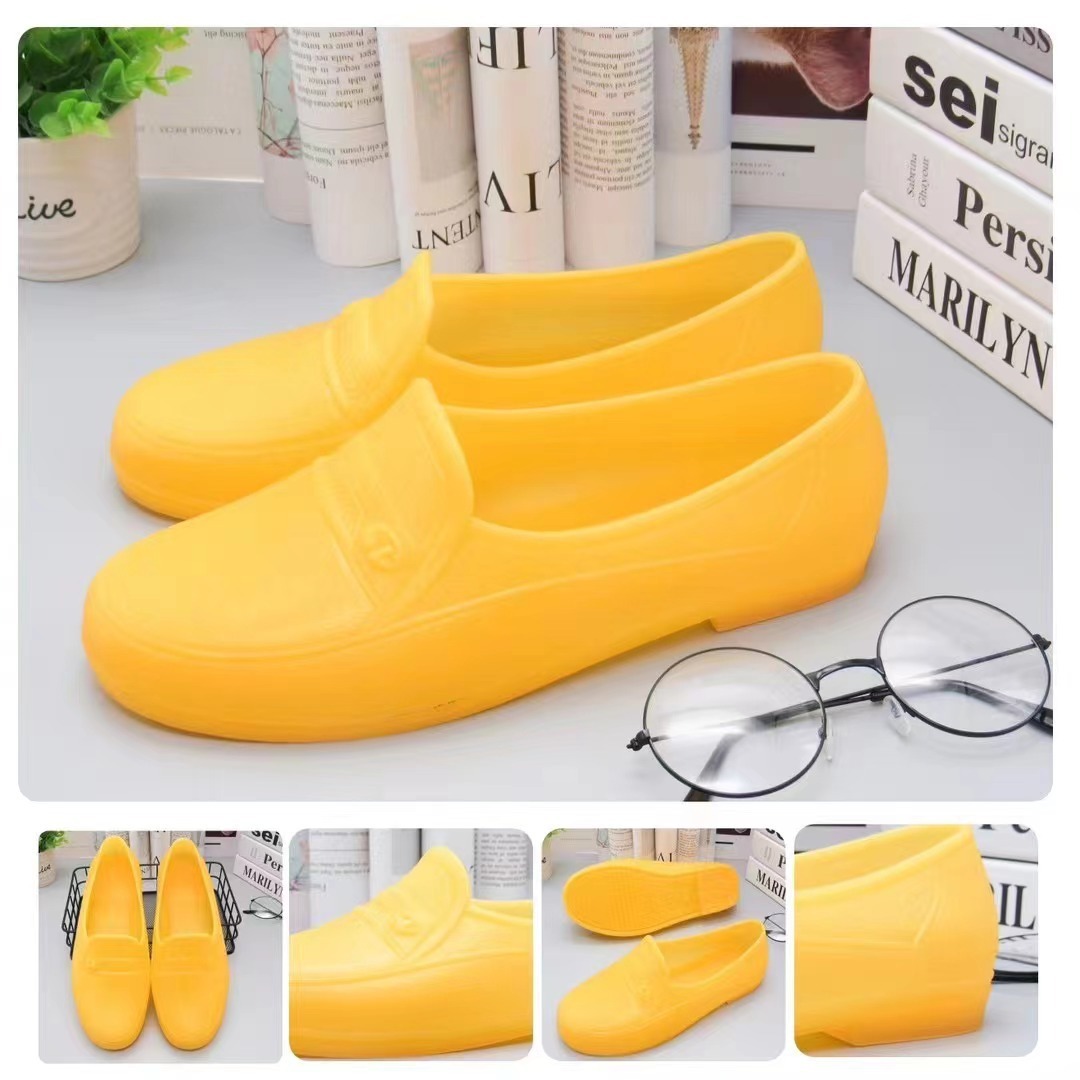 男士加厚底黄色秋鞋塑料劳保低筒雨靴男胶鞋防滑水鞋厨师鞋批发