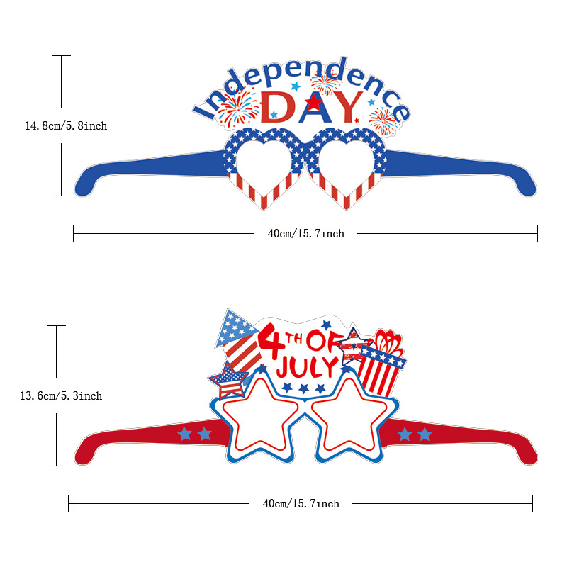 Cross-Border Hot Products New Us Independence Day Decoration Glasses Us National Day Holiday Photo Props Paper Glasses Glasses