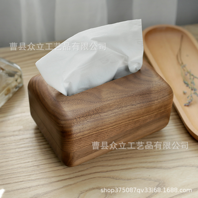 Manufacturers Produce Nordic Wooden Crafts Creative Tissue Box Home Living Room Restaurant and Tea Table Walnut Paper Extraction Box