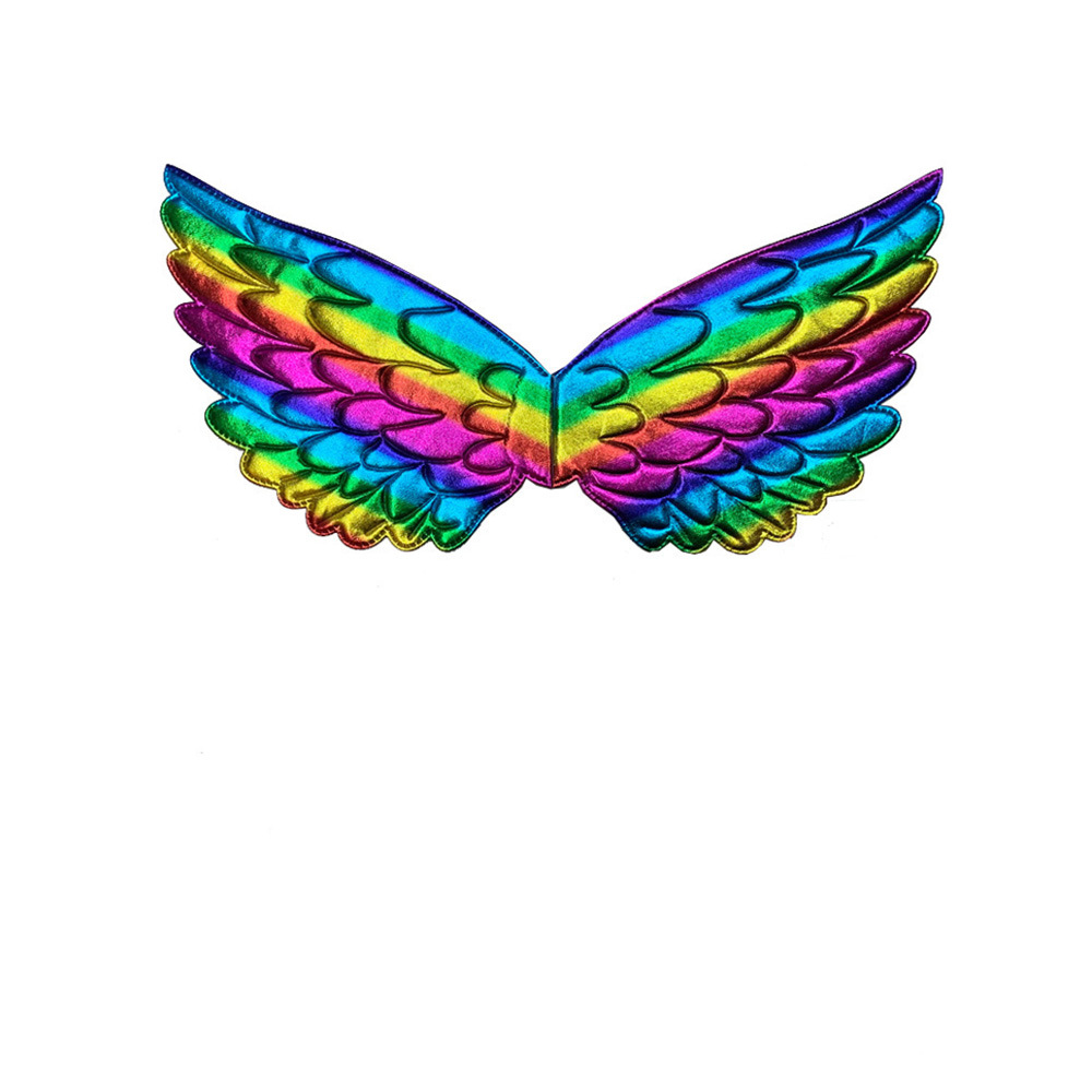 儿童舞台表演七彩翅膀金色翅膀银色翅膀绳带女童裙配件一件代发