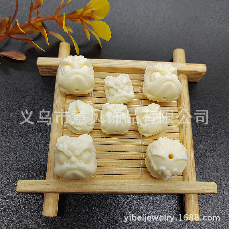 Shell Powder Pressure Xingshi Little Lion Cute Animal Beads Spacer Beads Straight Hole DIY Ornament Bracelet Mobile Phone Charm Accessories Material