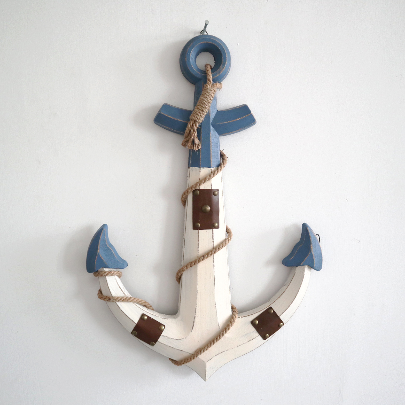 地中海风海洋船锚挂件海鲜店餐厅酒店客厅背景墙创意家居装饰墙壁