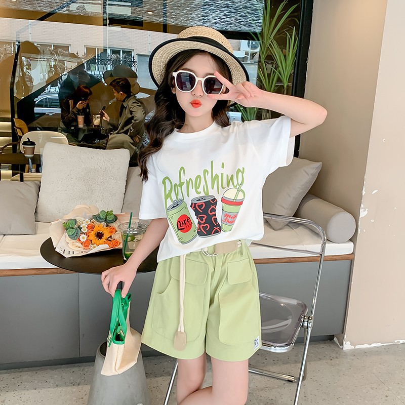 女童运动两件套夏款洋气2024新款女大童夏季短袖套装儿童休闲夏装