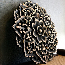 泰国手工实木雕画雕花板亚风格墙壁创意过道屏风装饰壁挂圆形