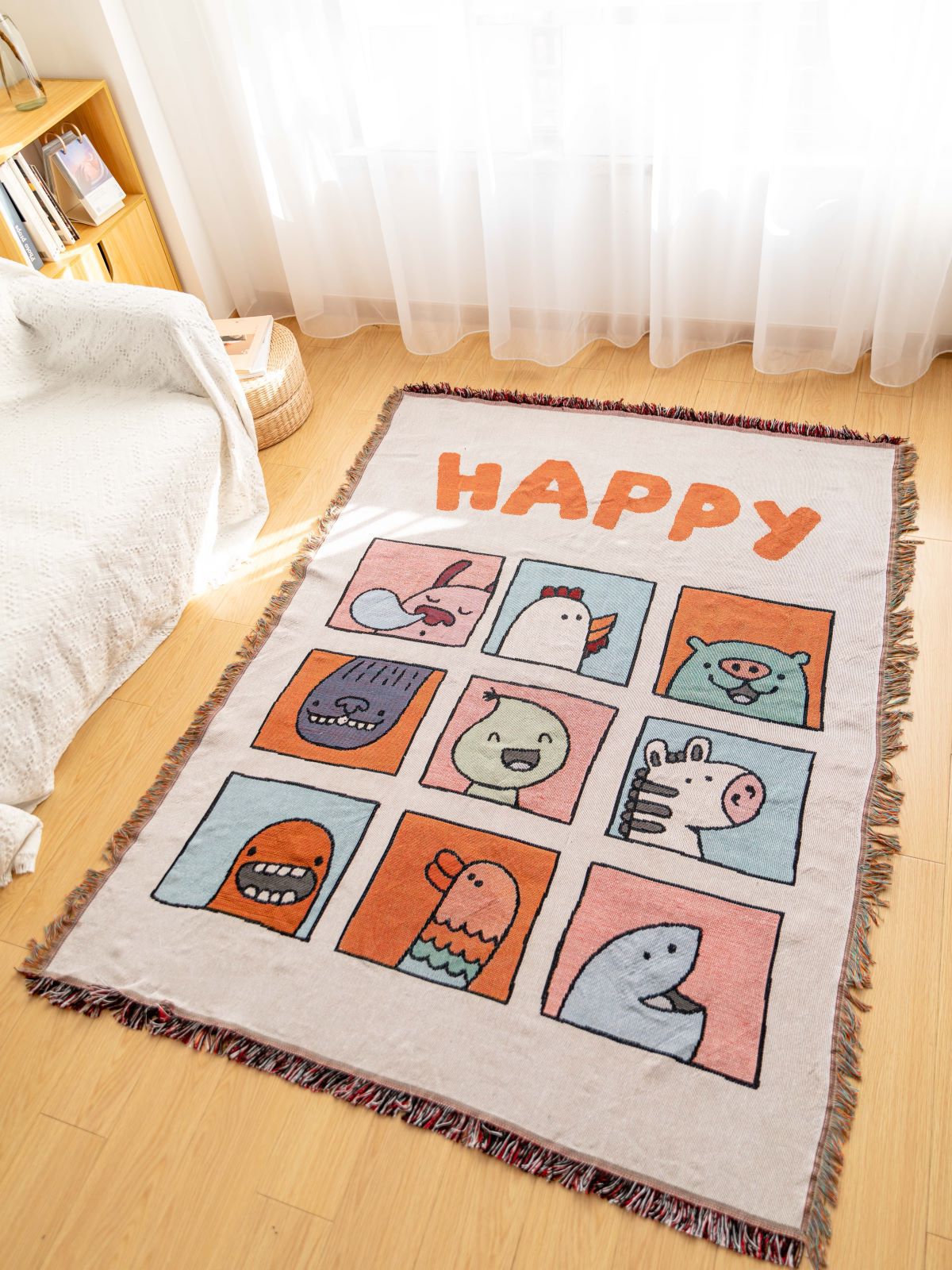 Cartoon Blanket Happy Single Blanket Nap Blanket Sofa Cover Picnic Mat Blanket Night Market Stall Blanket