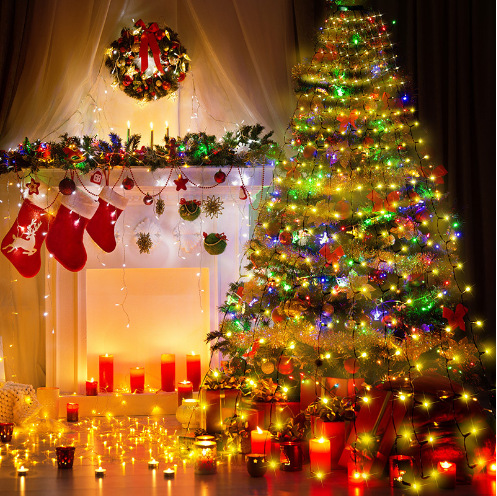 新款跨境led圣诞节装饰圣诞铃铛节日氛围圣诞树布置氛围感灯串