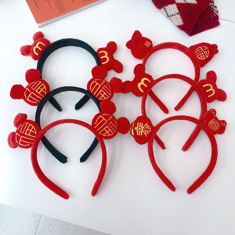 新年虎发箍女可爱百搭外出发卡春节虎年发饰元旦头饰发箍新年发饰