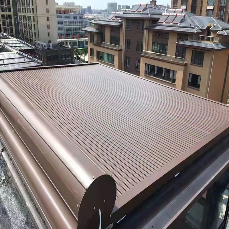 铝合金天幕窗 阳光房遮阳卷帘 户外金属天幕隔热防晒电动卷帘