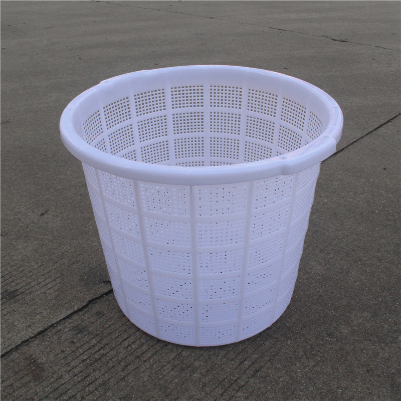 全新塑料圆形箩筐 可穿绳捞虾塑料筐龙眼荔枝水果圆箩厚白色圆筐