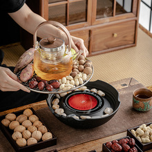 围炉煮茶电陶炉一套家用室内电陶煮茶器煮茶炉玻璃茶壶烤茶炉套装