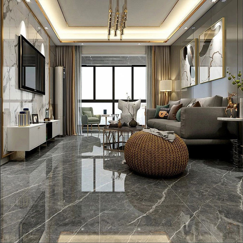 佛山灰白色通体大理石瓷砖750x1500现代简约客厅地砖连纹亮光大板